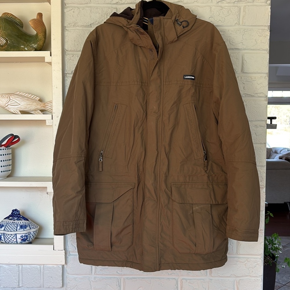 Lands End Olive Green Squall Hooded Coat Size 42/44